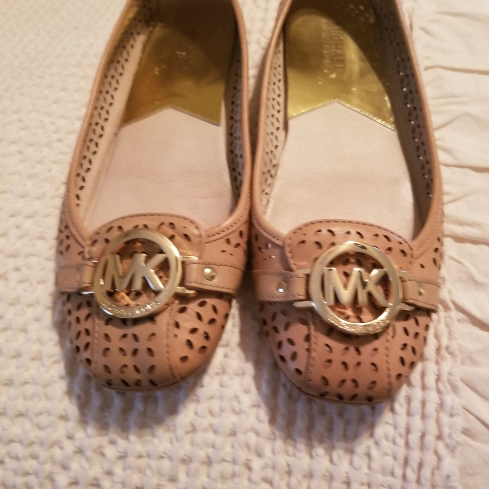 Michael Kors Pink Perforated Leather Ballet Flats